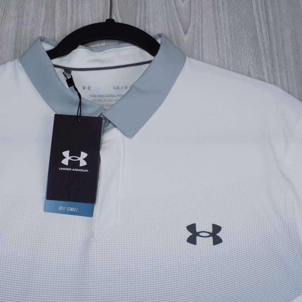 Under Armour Iso-Chill Polo Shirt Mens Large White Performance 1362954-100 NEW